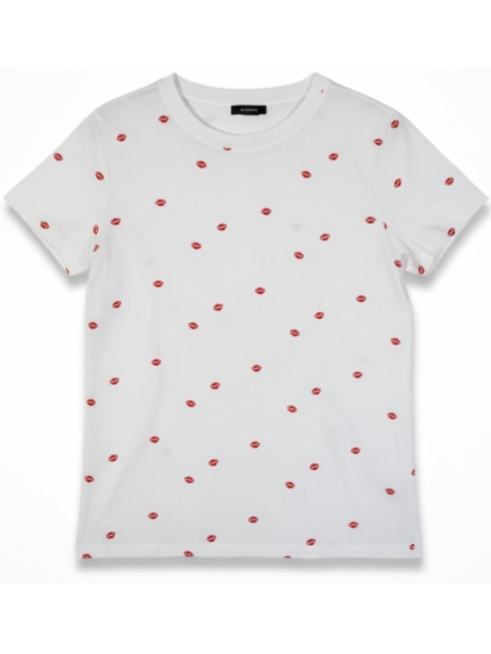 Halogen Lips Graphic Tee White Red Print Short Sleeve Size S NEW